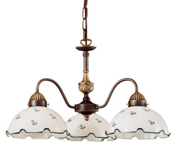 Austrolux KOLARZ Nonna - lampă suspendată alb-albastru, reglabil, Bronz / Alamă Veche, Camera de zi / sufragerie, Metal, Casă de țară / Rustic