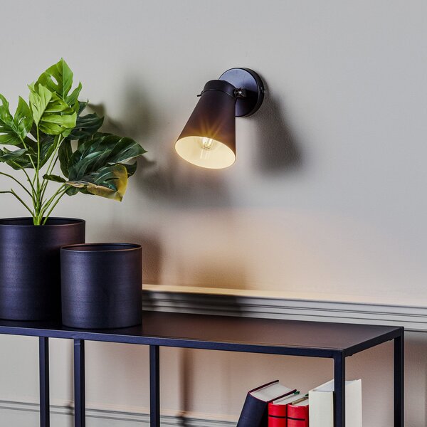 Luminex Aplică Amos, negru, flacără simplă, reglabil, Negru, Camera de zi / sufragerie, Metal, Modern