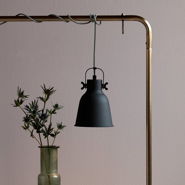 Nordlux Lampă suspendată Adrian pe negru, Ø 16cm, reglabil, Negru, Camera de zi / sufragerie, Metal, Scandinavă
