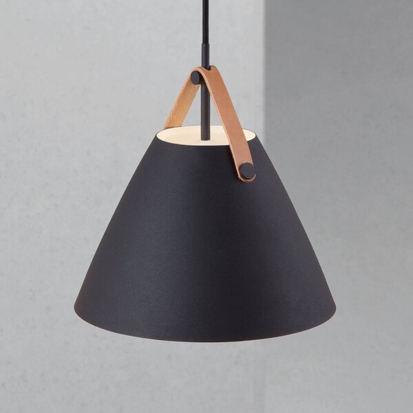 DFTP by Nordlux Lampă suspendată Strap în negru, Ø 27 cm, reglabil, Negru, Camera de zi / sufragerie, Metal, Scandinavă
