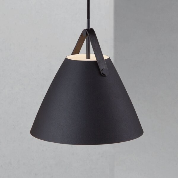 DFTP by Nordlux Lampă suspendată Strap în negru, Ø 27 cm, reglabil, Negru, Camera de zi / sufragerie, Metal, Scandinavă