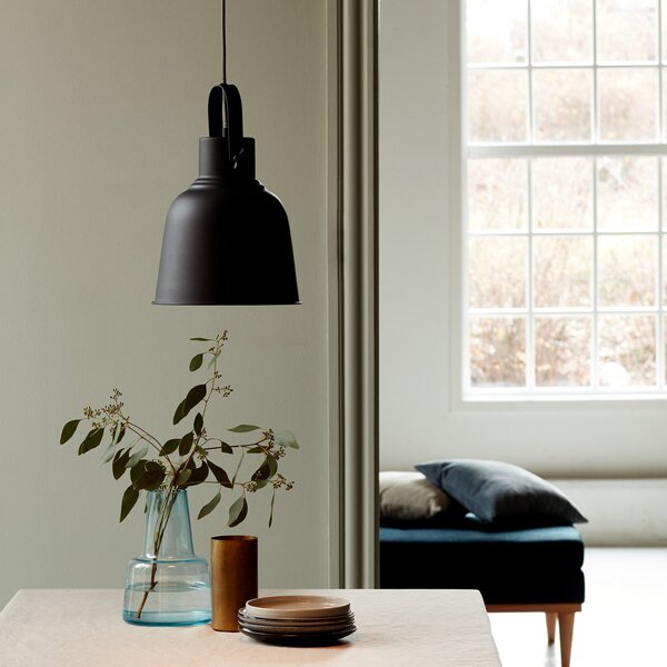 Nordlux Lampă suspendată Adrian pe negru, Ø 25cm, reglabil, Negru, Camera de zi / sufragerie, Metal, Scandinavă