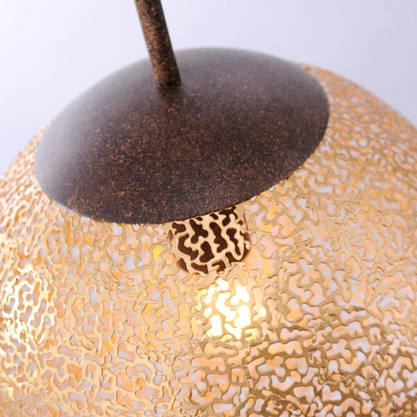 Paul Neuhaus Greta lampă suspendată, Ø 30 cm, auriu, metal, reglabil, Auriu / Alamă, Camera de zi / sufragerie, Metal, Marocan / Oriental, glob