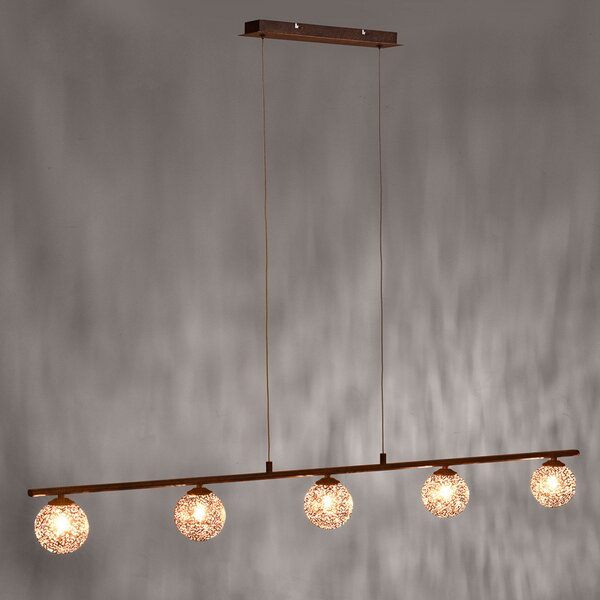 Paul Neuhaus lampă suspendată Greta, 132 cm, 5 becuri, metal, G9, reglabil, Maro / Rugină, Camera de zi / sufragerie, Metal, Modern