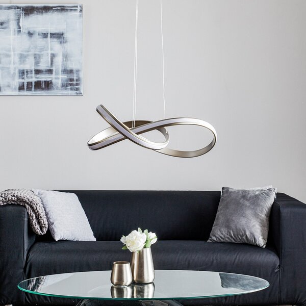 Paul Neuhaus Lampă pendul LED Melinda, 30W, dimabilă, gri-oțel, reglabil, Metalic, Camera de zi / sufragerie, Metal, Design