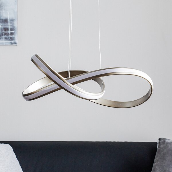 Paul Neuhaus Lampă pendul LED Melinda, 30W, dimabilă, gri-oțel, reglabil, Metalic, Camera de zi / sufragerie, Metal, Design