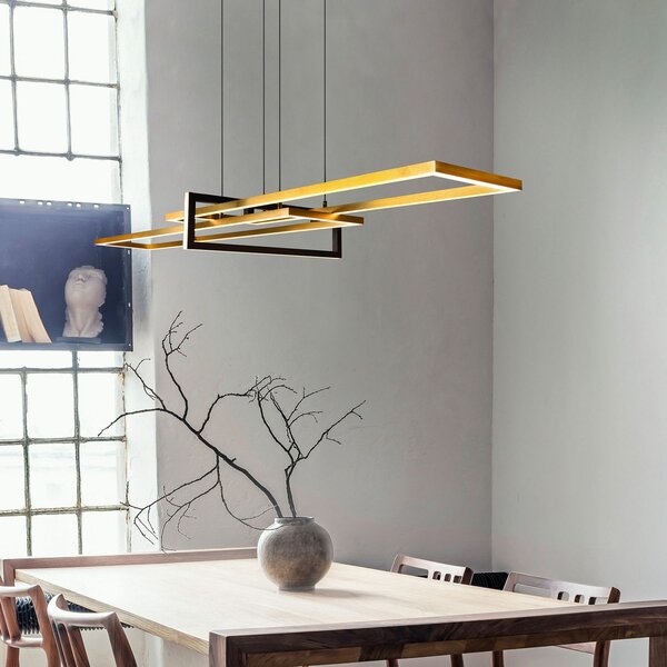 Trio Lighting Suspensie cu LED Salinas, alamă, metal, lungime 110 cm, reglabil, Auriu / Alamă, Camera de zi / sufragerie, Metal, Modern