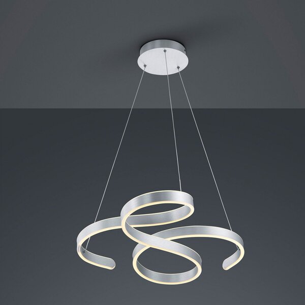 Trio Lighting Lampă pendul LED Francis, aluminiu periat, reglabil, Metalic, Camera de zi / sufragerie, Metal, Modern