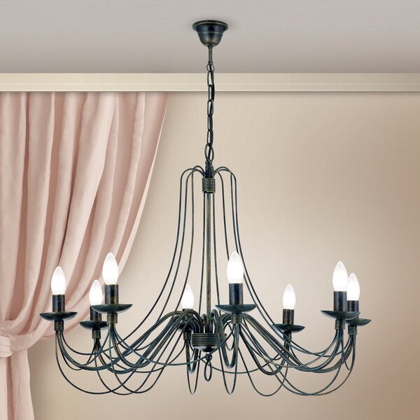 ORION Candelabru mare 8 becuri CLARA, stil rustic, reglabil, Negru, Camera de zi / sufragerie, Metal, Antichitate