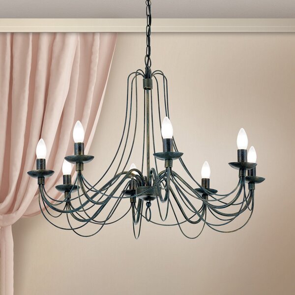 ORION Candelabru mare 8 becuri CLARA, stil rustic, reglabil, Negru, Camera de zi / sufragerie, Metal, Antichitate