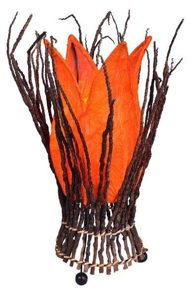 Woru Stella lampă de masă florală, portocaliu, Portocaliu, Camera de zi / sufragerie, Lemn, Design