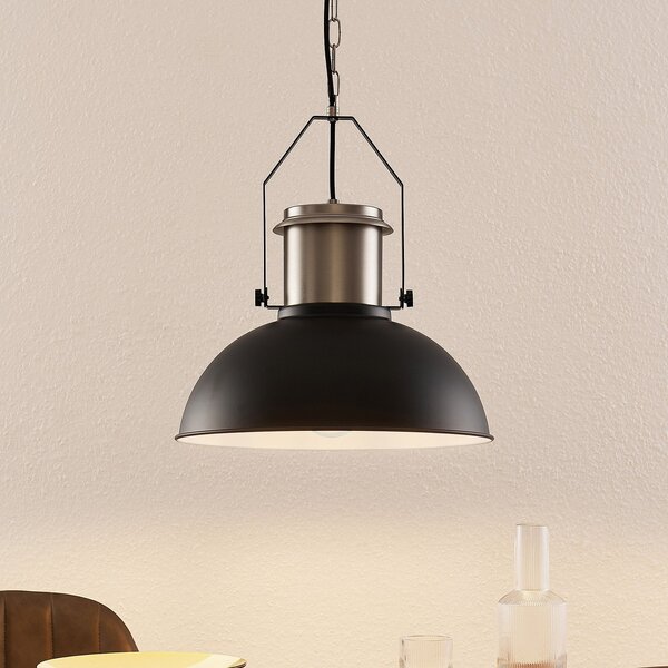 Lindby Freitjof lampă suspendată negru/nichel mat, reglabil, Negru, Camera de zi / sufragerie, Metal, Design industrial