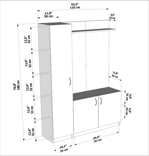 Mobilier hol Neturella (alb + teak). 1102378