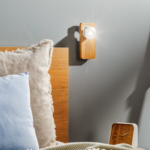 Linea Light Aplică de perete LED Beebo W, stejar, Lemn, Hol, Lemn, Modern, Spot de perete
