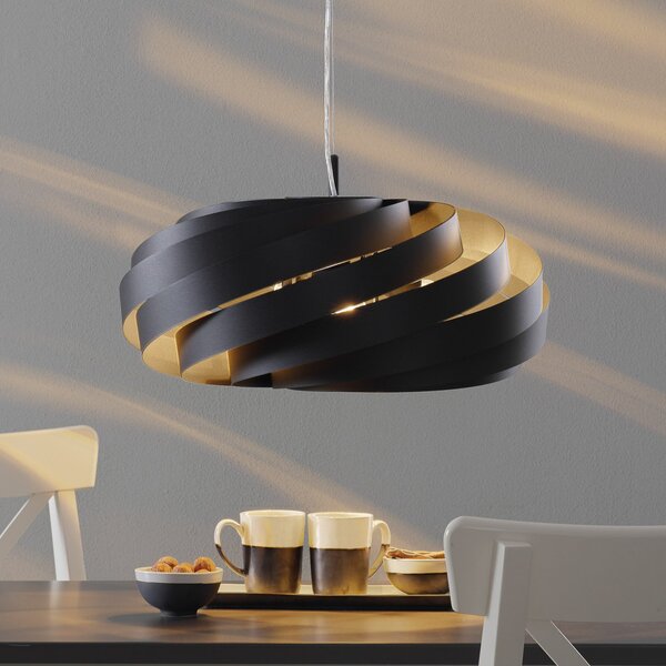 Domiluce Lampă suspendată Vento, negru, Ø 60 cm, metal, E27, reglabil, Negru, Camera de zi / sufragerie, Metal, Modern