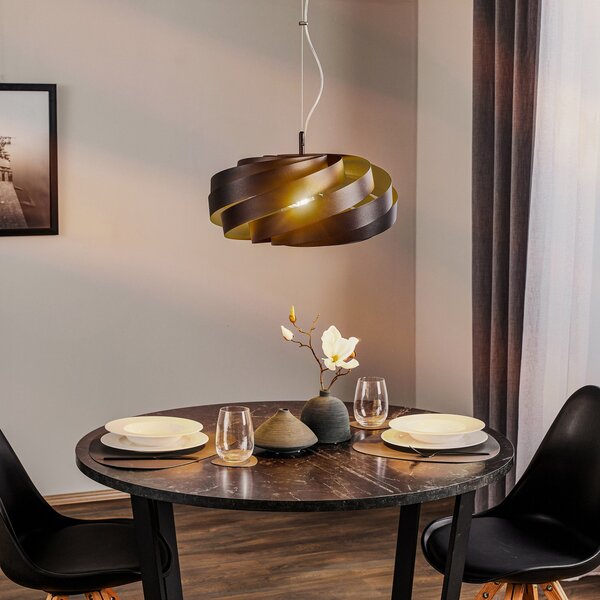 Domiluce Lampă suspendată Vento, negru, Ø 50 cm, metal, E27, reglabil, Negru, Camera de zi / sufragerie, Metal, Modern