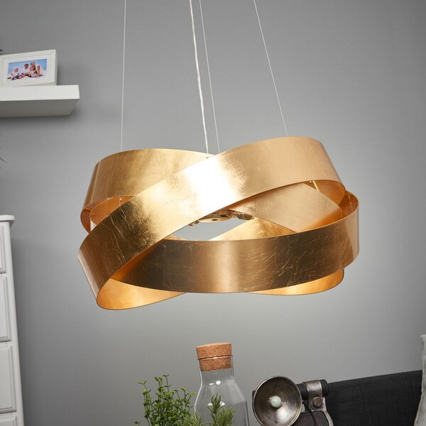 Marchetti Lampă suspendată Pura cu foiță de aur, 60cm, 8x G9, reglabil, Auriu / Alamă, Camera de zi / sufragerie, Metal, Design