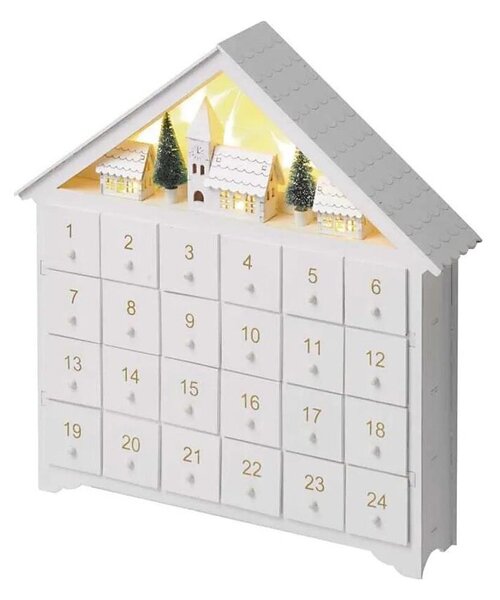 Calendar LED de Advent 8xLED/2xAA alb