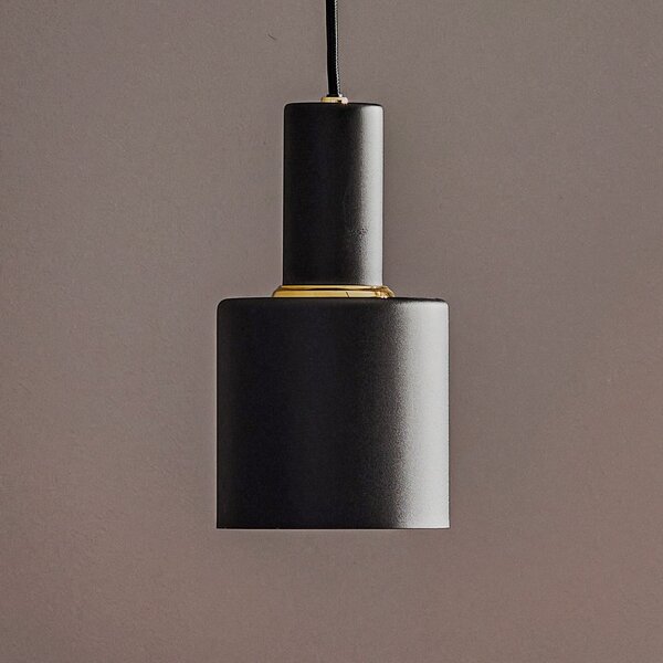 Euluna Selma lampă suspendată, 1 bec, negru, Ø 11 cm, reglabil, Negru, Camera de zi / sufragerie, Metal, Modern