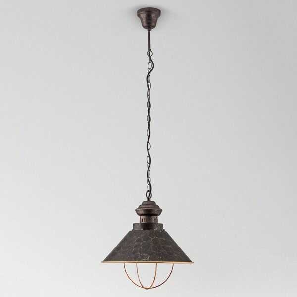 ORION Lampă suspendată Shanta rustică, 1 bec, reglabil, Negru, Camera de zi / sufragerie, Metal, Vintage