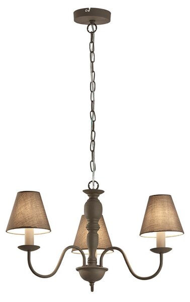 Viokef Candelabru Fatima, gri, 3 becuri, reglabil, Gri, Camera de zi / sufragerie, Metal, Casă de țară / Rustic