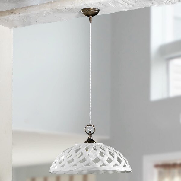 Ceramiche Emanuel lampă suspendată ceramică Ø 42 cm, reglabil, Alb, Camera de zi / sufragerie, Ceramică, Casă de țară / Rustic