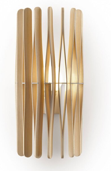 Fabbian Stick aplică perete din lemn, cilindrică, Lemn, Camera de zi / sufragerie, Lemn, Design