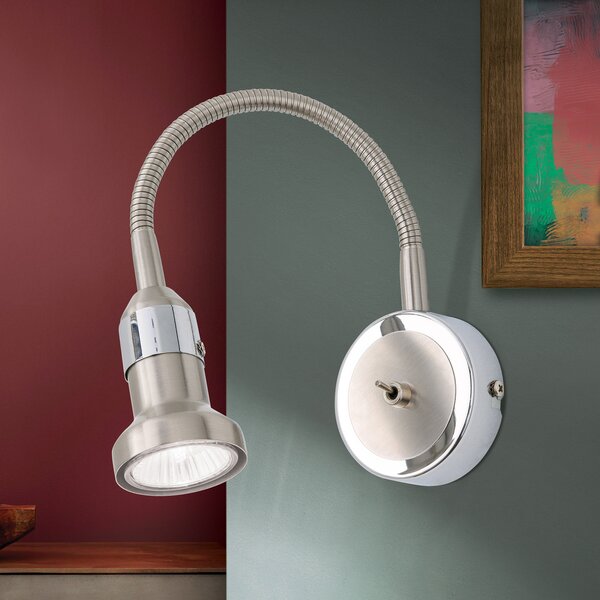 ORION Spot de perete practic Colana, reglabil, Gri, dormitor, Metal, Modern