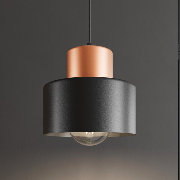 TEMAR LIGHTING Lampă suspendată Olla, 1 bec, reglabil, Negru, Camera de zi / sufragerie, Metal, Design industrial