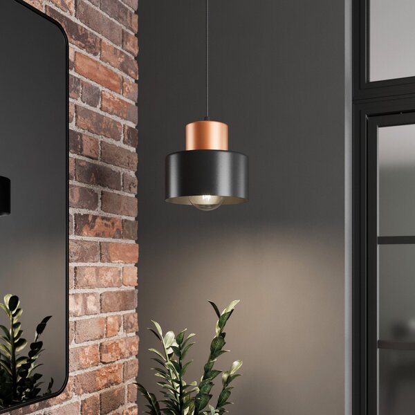 TEMAR LIGHTING Lampă suspendată Olla, 1 bec, reglabil, Negru, Camera de zi / sufragerie, Metal, Design industrial