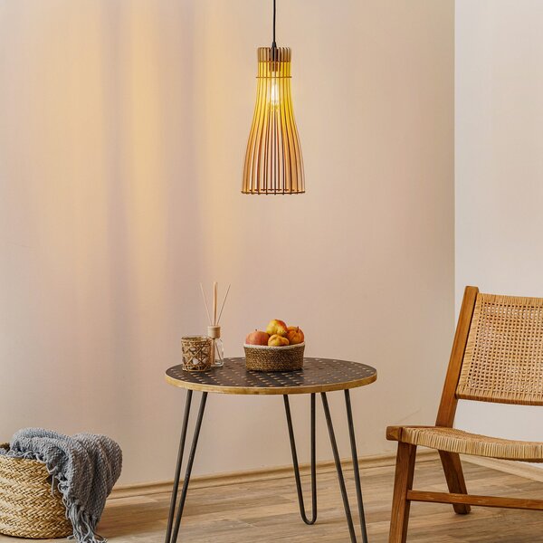TEMAR LIGHTING Lampă suspendată Bottle, 1 bec, reglabil, Lemn, Camera de zi / sufragerie, Lemn, Casă de țară / Rustic