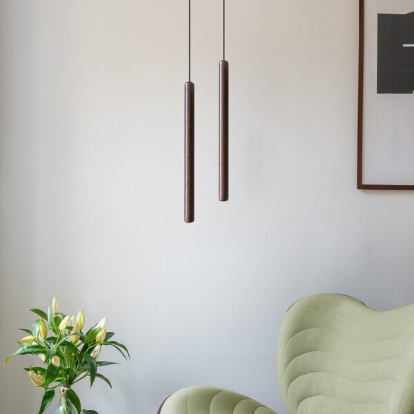 UMAGE Chimes Tall lampă pendul LED stejar închis, Lemn, Camera de zi / sufragerie, Lemn, Scandinavă