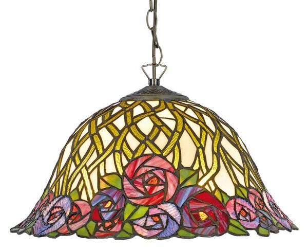 Artistar Melika lampă suspendată în stil Tiffany, 1 sursă, reglabil, Multicolor, Camera de zi / sufragerie, Metal, Tiffany