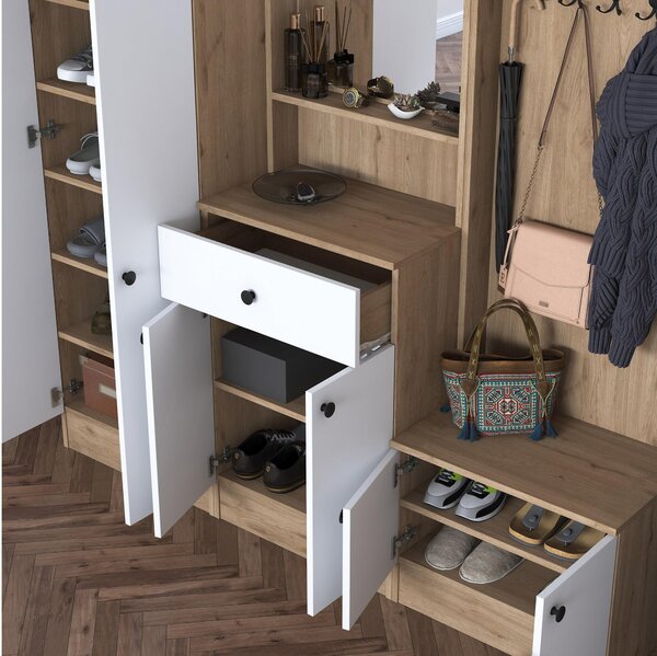 Mobilier hol Pixie 2 (nuc + alb) (cu oglindă). 1102449