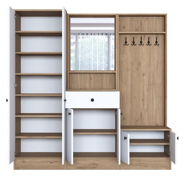 Mobilier hol Pixie 2 (nuc + alb) (cu oglindă). 1102449