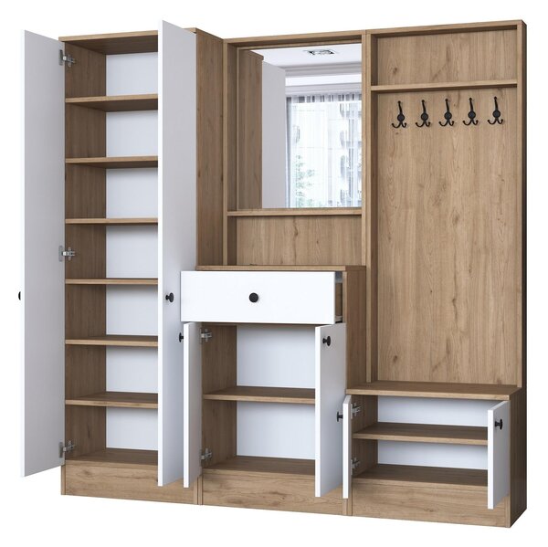 Mobilier hol Pixie 2 (nuc + alb) (cu oglindă). 1102449