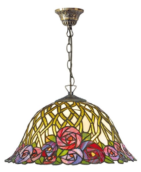 Artistar Melika lampă suspendată în stil Tiffany, 1 sursă, reglabil, Multicolor, Camera de zi / sufragerie, Metal, Tiffany