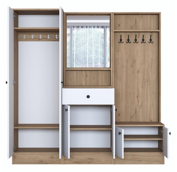 Mobilier hol Pixie 3 (alb + nuc) (cu oglindă). 1102450