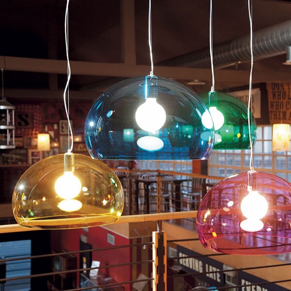 Lustră Pendul Kartell, Big FL/Y, reglabil, Verde, Camera de zi, Plastic, Design