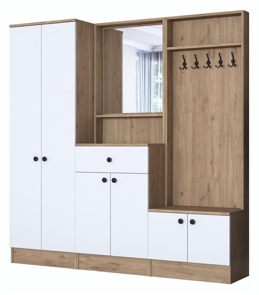 Mobilier hol Pixie 3 (alb + nuc) (cu oglindă). 1102450