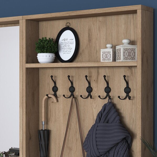 Mobilier hol Pixie 3 (alb + nuc) (cu oglindă). 1102450