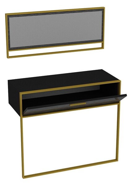 Măsuță consolă Poppy (auriu + negru) (cu oglindă). 1102475