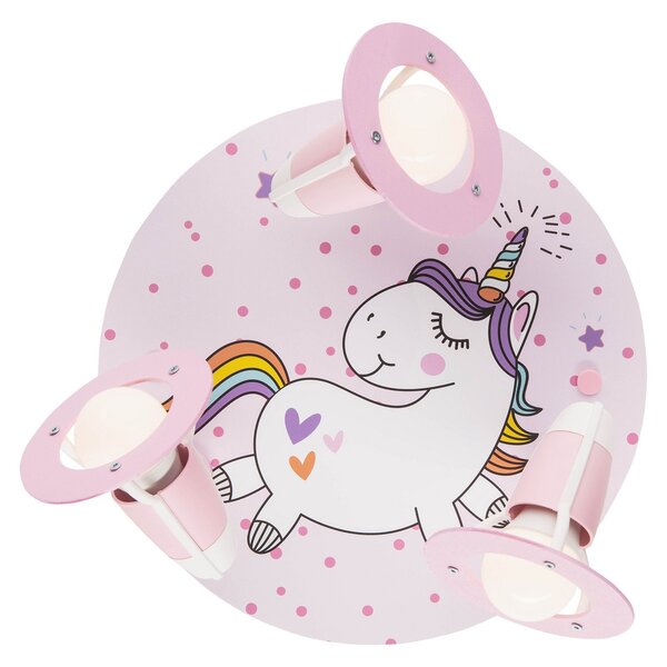 Elobra Aplică de perete rondelă Unicorn Babsy 3 becuri, reglabil, Roz / Rosé, Camera copiilor, Lemn