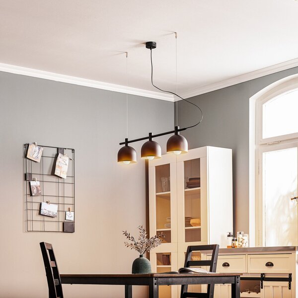 ALDEX Lampă suspendată 976, 3 becuri, negru, reglabil, Negru, Camera de zi / sufragerie, Metal, Scandinavă