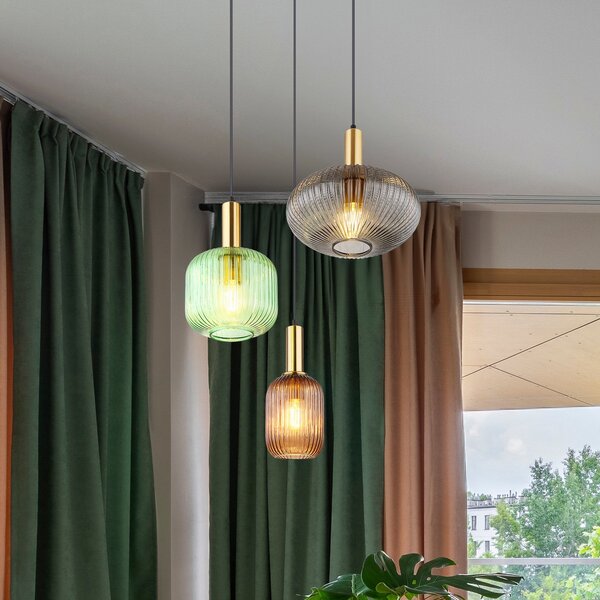 Globo Lampă suspendată Normy, Ø 55 cm, colorată, sticlă, 3 becuri., reglabil, Multicolor, Camera de zi / sufragerie, Sticlă