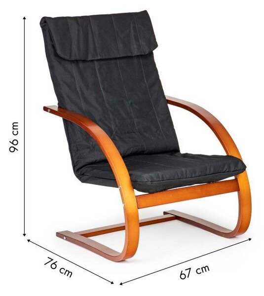 Scaun balansoar negru cu structură maro