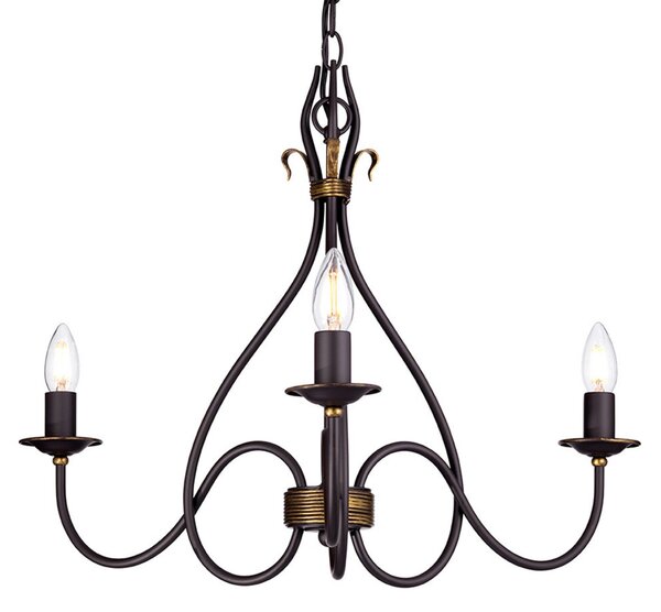 Elstead Lampă suspendată Windermere 3 becuri, reglabil, Maro / Rugină, Camera de zi / sufragerie, Metal, Casă de țară / Rustic