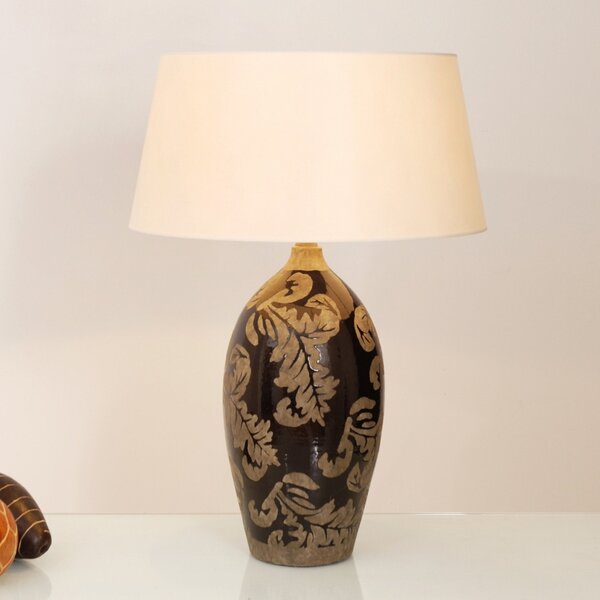 Holländer Lampă de masă Toulouse rotundă, H=65 cm, negru, Negru, Camera de zi / sufragerie, Ceramică