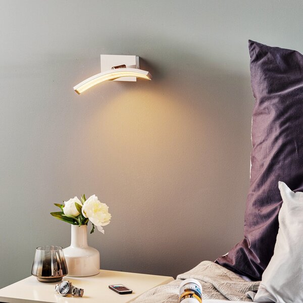 Domiluce Aplică de perete LED Largo curbată, alu, reglabil, Metalic, dormitor, Metal, Modern