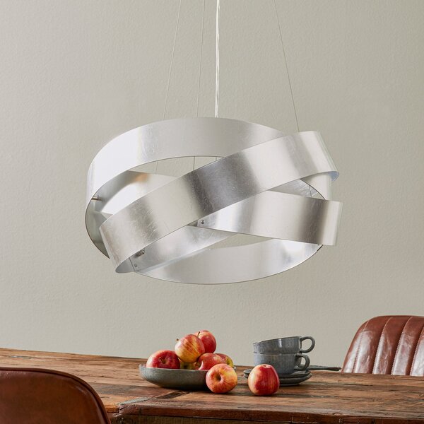 Marchetti Lampă suspendată Pura cu foiță de argint, 60cm, 3x E27, reglabil, Gri, Camera de zi / sufragerie, Metal, Design